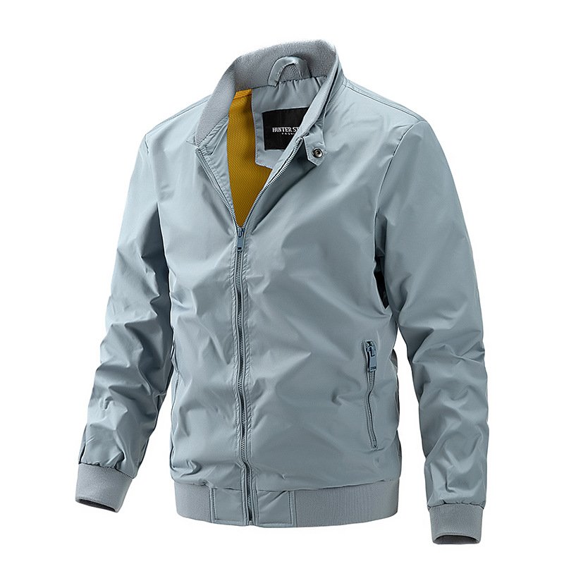 Customized spring casual thin baseball jacket fashionable hooded workwear jacket, zipper stand up collar flight jacket