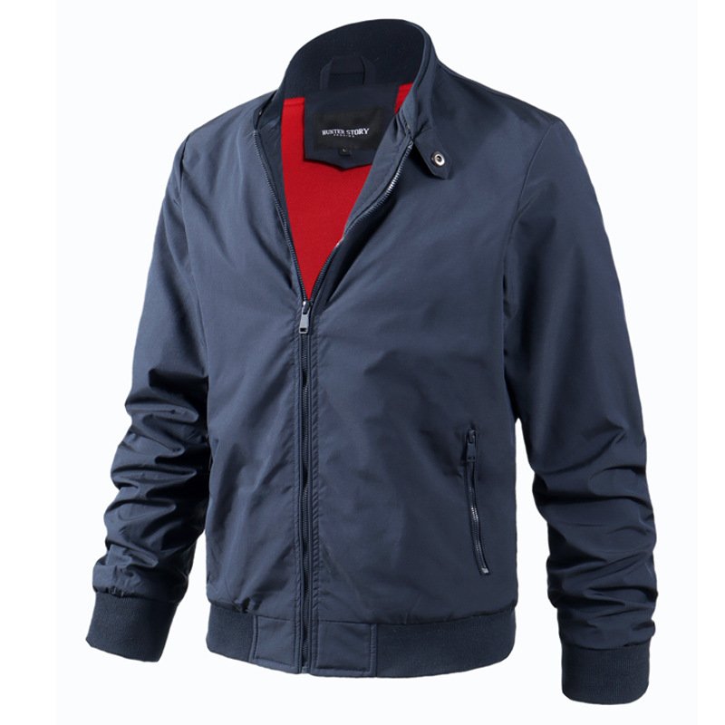 Customized spring casual thin baseball jacket fashionable hooded workwear jacket, zipper stand up collar flight jacket
