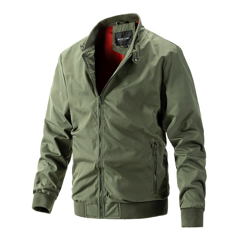 Customized spring casual thin baseball jacket fashionable hooded workwear jacket, zipper stand up collar flight jacket