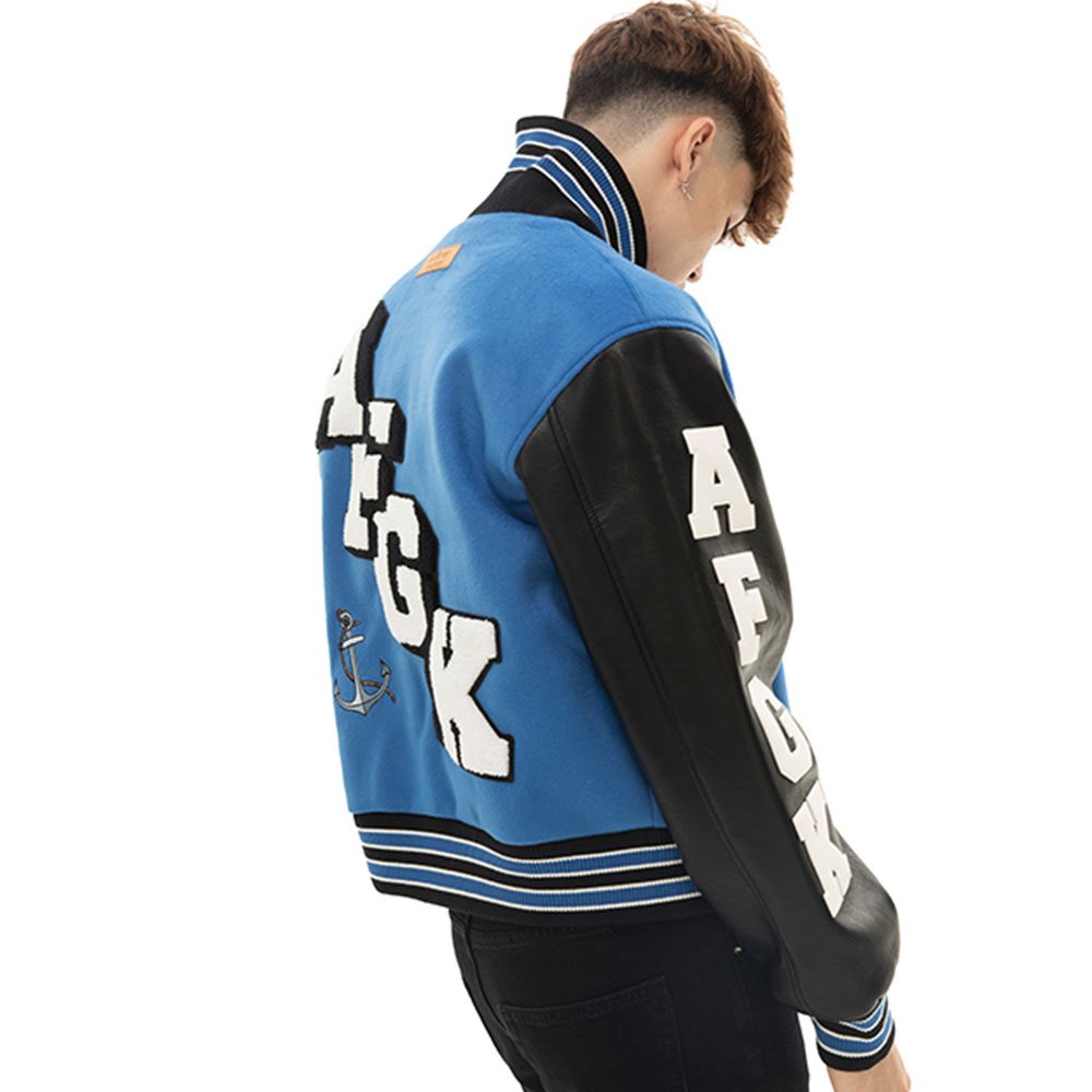 High Street Unisex Wool Baseball Varsity Jacket Letter Embroidery Patchwork Design Long College Fashion Winter Men Women's Style