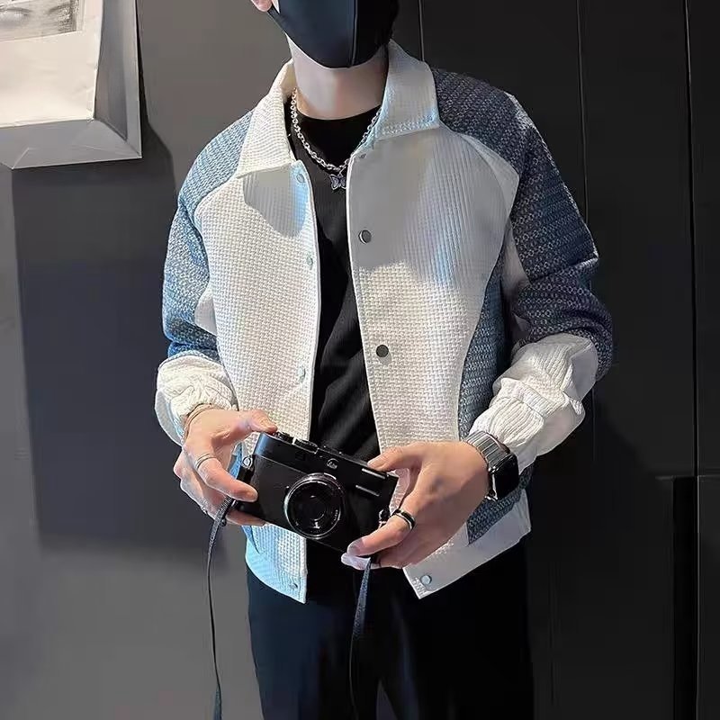 Spring Single Breasted Denim Coat Men's Trendy Casual Jacket Top custom mens coat