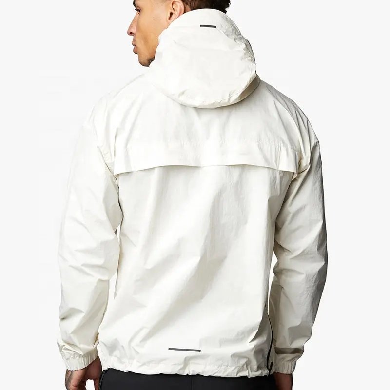 Wholesale Custom Logo Soft Shell Men's Jacket Adjustable Elastic Hem Gym Jacket Woven 4 ways Stretchy Windbreaker Jacket For Men