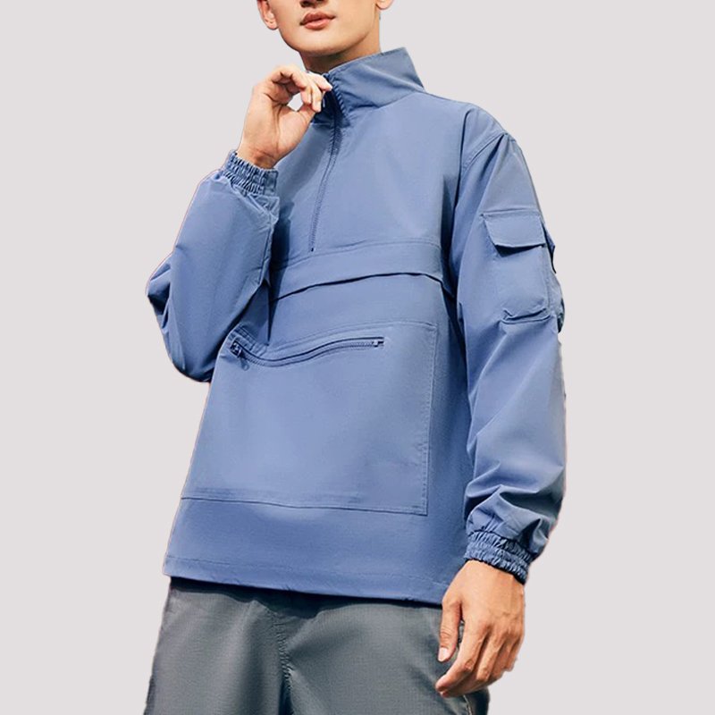OEM Men's Half Zip Windbreaker Custom Regular Fit Hooded Blank High Quality Quarter Zip Sports Waterproof Jacket For Men