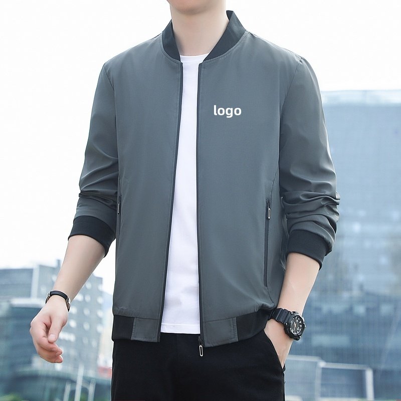 Large-size jacket men's one-piece sleeve design autumn and winter men's stand collar coat casual business baseball jacket jacket