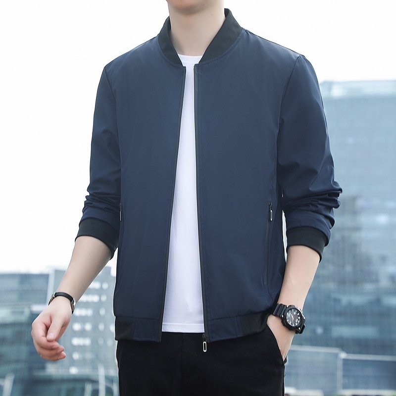 Large-size jacket men's one-piece sleeve design autumn and winter men's stand collar coat casual business baseball jacket jacket