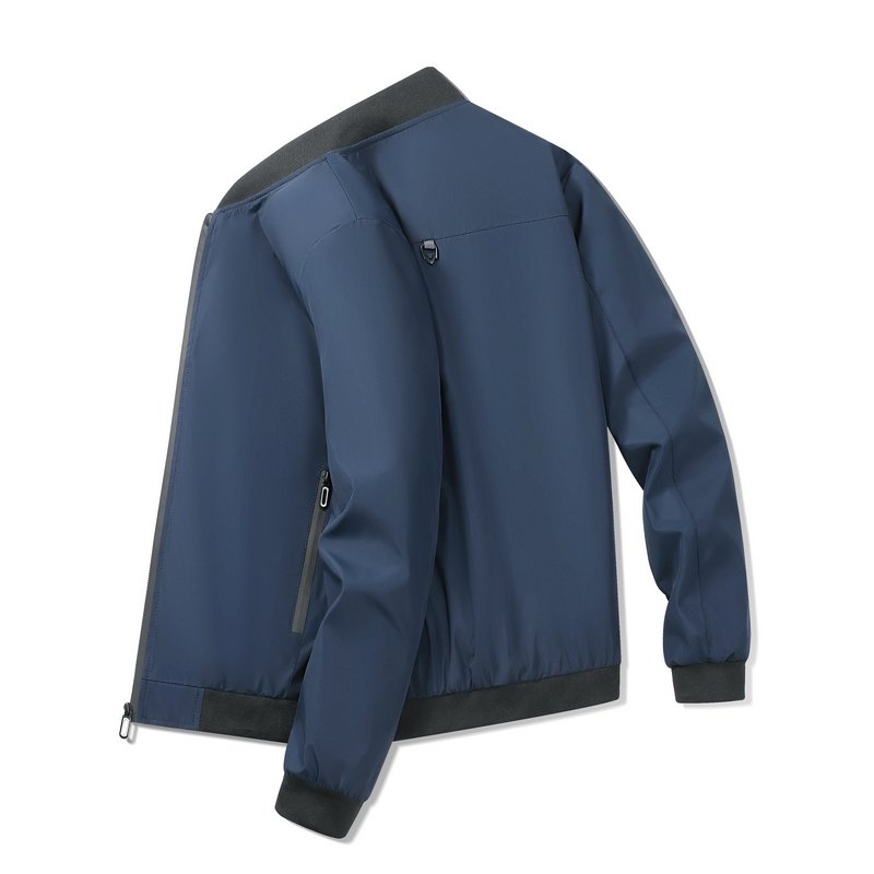 Large-size jacket men's one-piece sleeve design autumn and winter men's stand collar coat casual business baseball jacket jacket