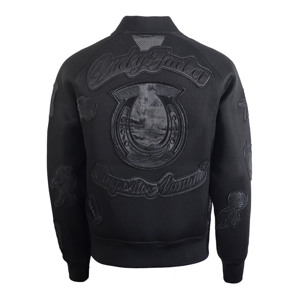 Customized letter men mesh varsity jacket vintage university flat embroidery patches logo net jackets for men