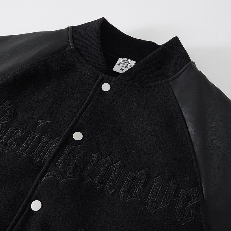 2023 mens fashion baseball letterman embroidery clothing wool body with leather sleeve varsity jacket