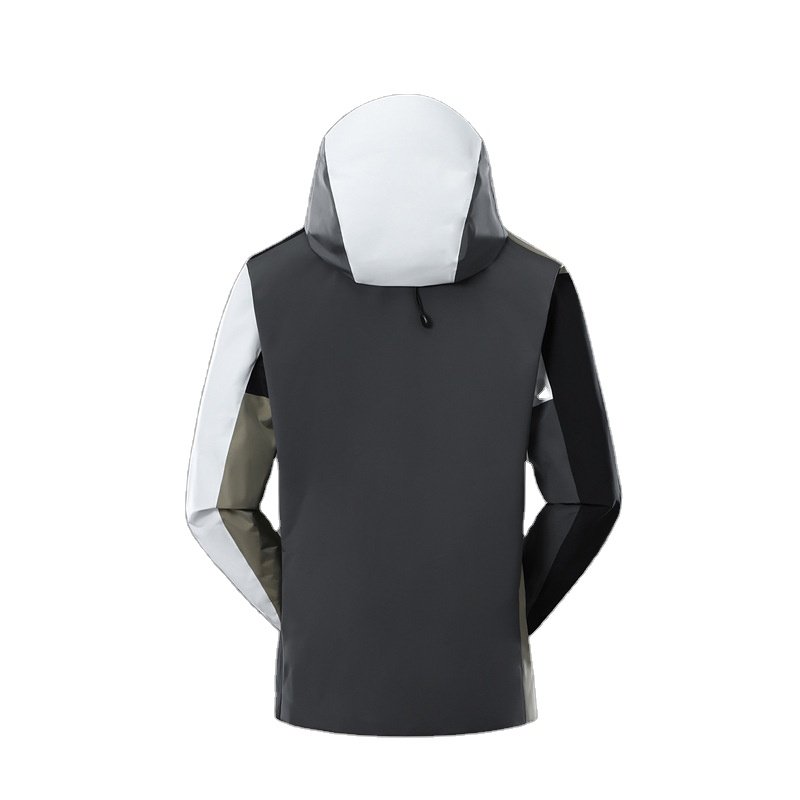 Men's Three-Layer Soft Summer Hard Shell Jackets Waterproof Hiking Windbreaker with Pressed Rubber Zipper Heating Rash Jacket