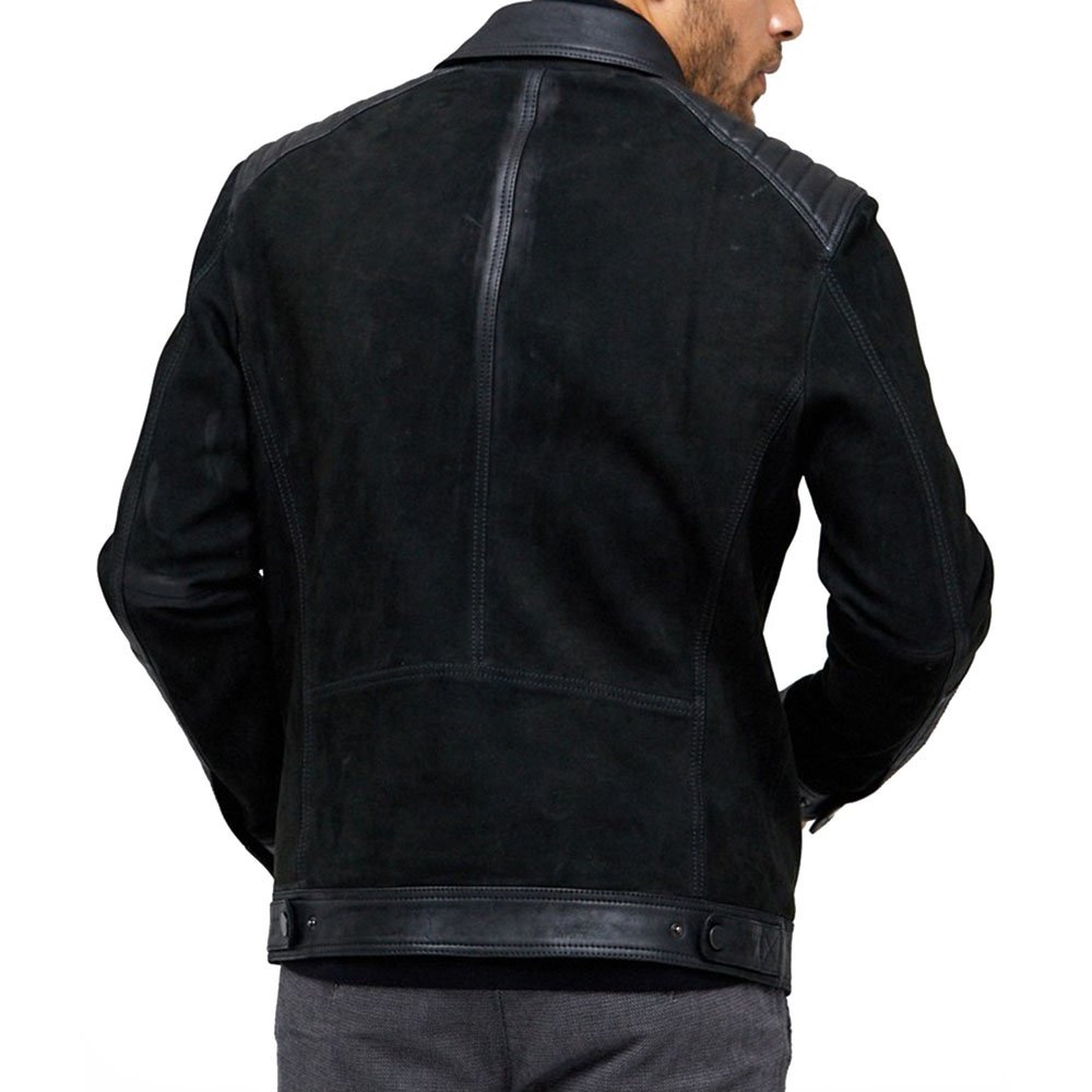 Classic Suede & Plain Men's Black Leather Biker Jacket Fully Customized With 100% Original Sheepskin Front closures Style Zipper