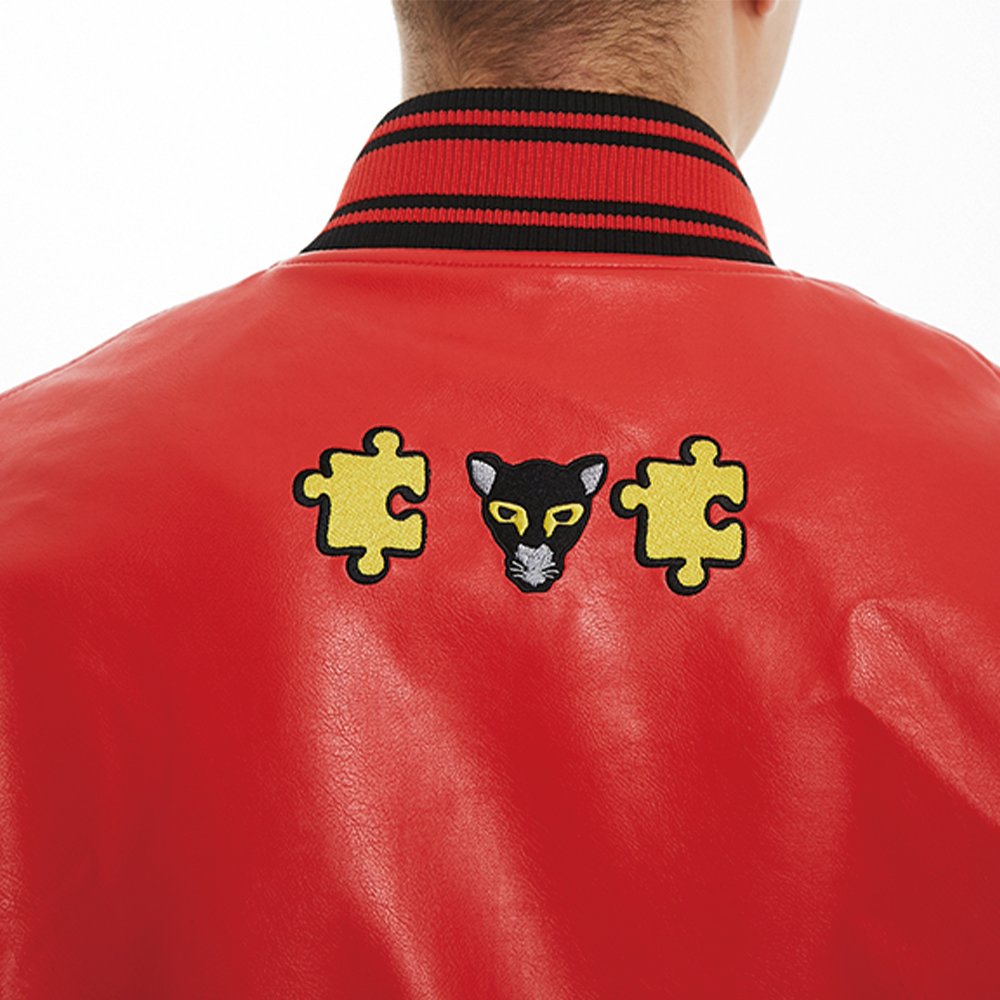 Premium men's full leather elastic cuff bomber jackets custom chenille embroidery patches varsity jackets for men