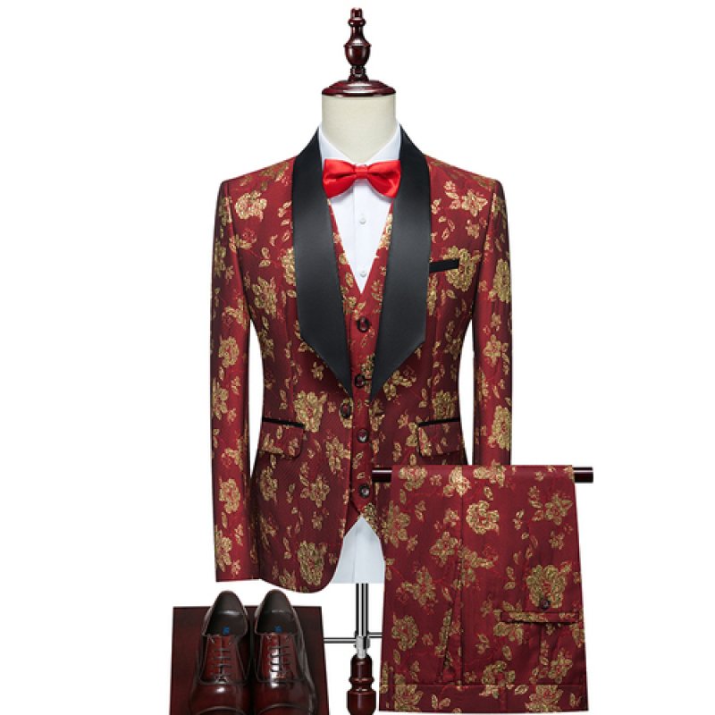 Men's Dress Formal Fashion Business Tuxedo Men's Wedding Set Men's Set 3-piece Formal Jacket