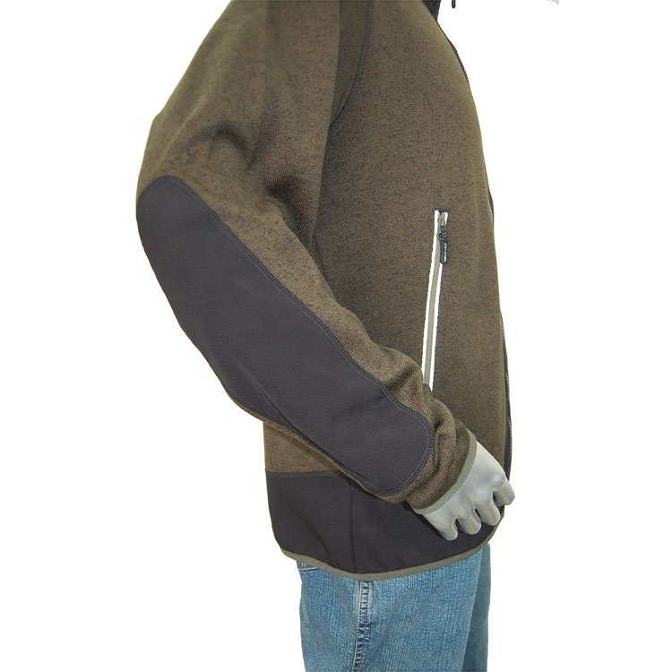 Men's Knitted Polar Fleece Soft Warm Jacket Full-zip Windproof Casual Coat