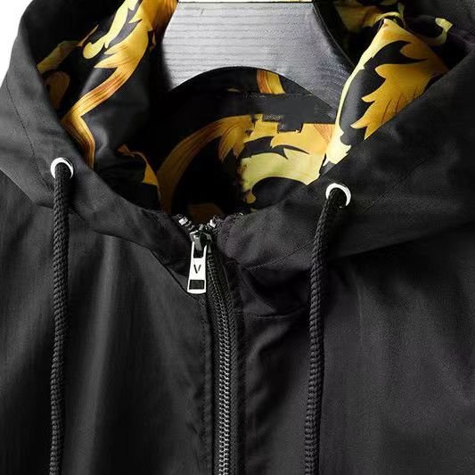 Luxury Clothing ver sace brand men's jacket hooded reversible windproof pure cotton for men' s jackets simple