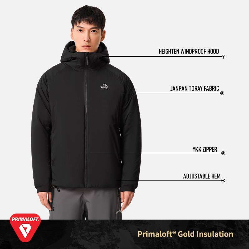 New Design Primaloft Gold Insulation 100G Hooded Cotton Jacket Pelliot Men's Warm Lightweight Winter Hiking Coats