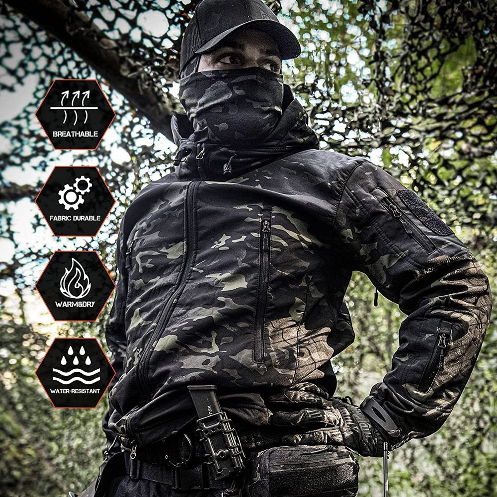 FREE SAMPLE Men's outdoor waterproof outdoor training camouflage jacket hooded camouflage jacket