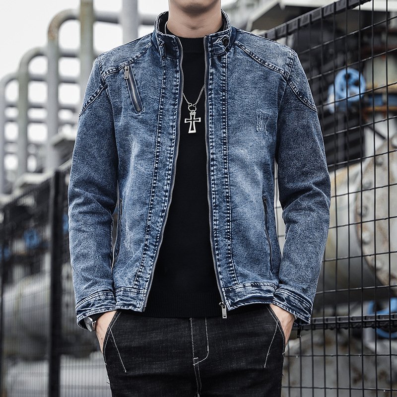 YiXin Plus Size Men's Jackets Casual Cotton Slim High Quality Spring Autumn Oversized Plain Color Slim Denim Jacket For Men