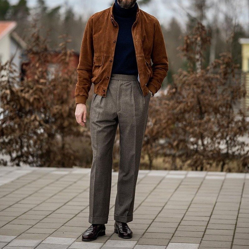 2024 Europe and America Men's Casual Solid Color Jacket Spring and Autumn Wild Stand-Up Collar Outdoor Plus Size Jacke