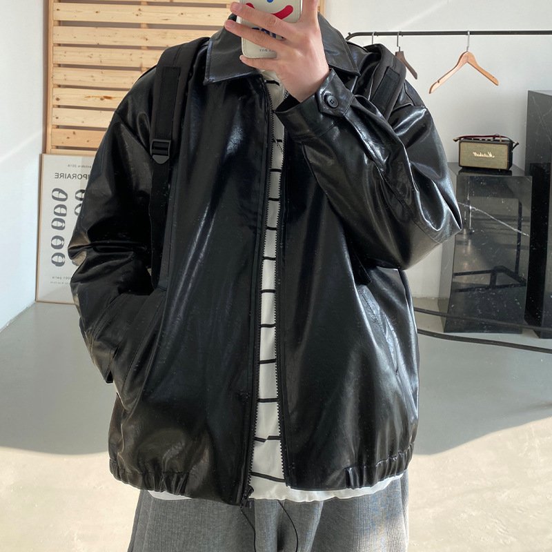 OEM Custom Design Spring Autumn Leather men's casual coat custom handsome youth spring autumn motorcycle jacket for man