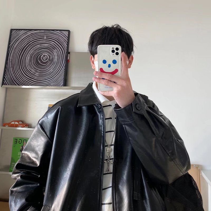 OEM Custom Design Spring Autumn Leather men's casual coat custom handsome youth spring autumn motorcycle jacket for man