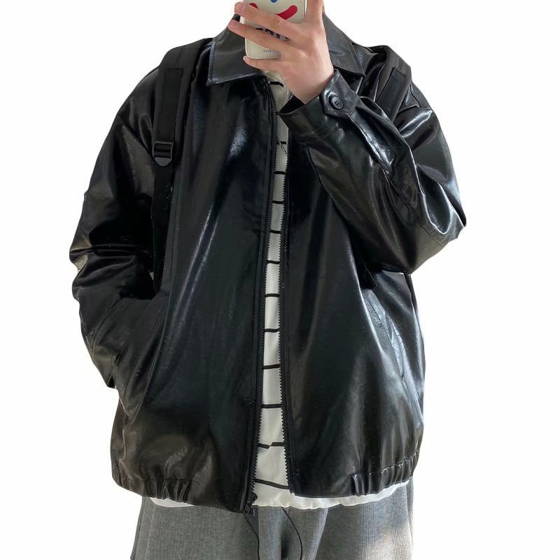 OEM Custom Design Spring Autumn Leather men's casual coat custom handsome youth spring autumn motorcycle jacket for man