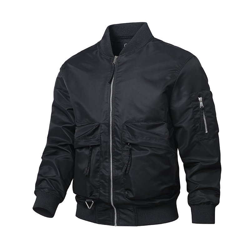 Men's Casual Nylon Bomber Jacket Stand Collar Zipper Closure Men's Spring Autumn Jacket OEM Dyed Service Available Man Jacket