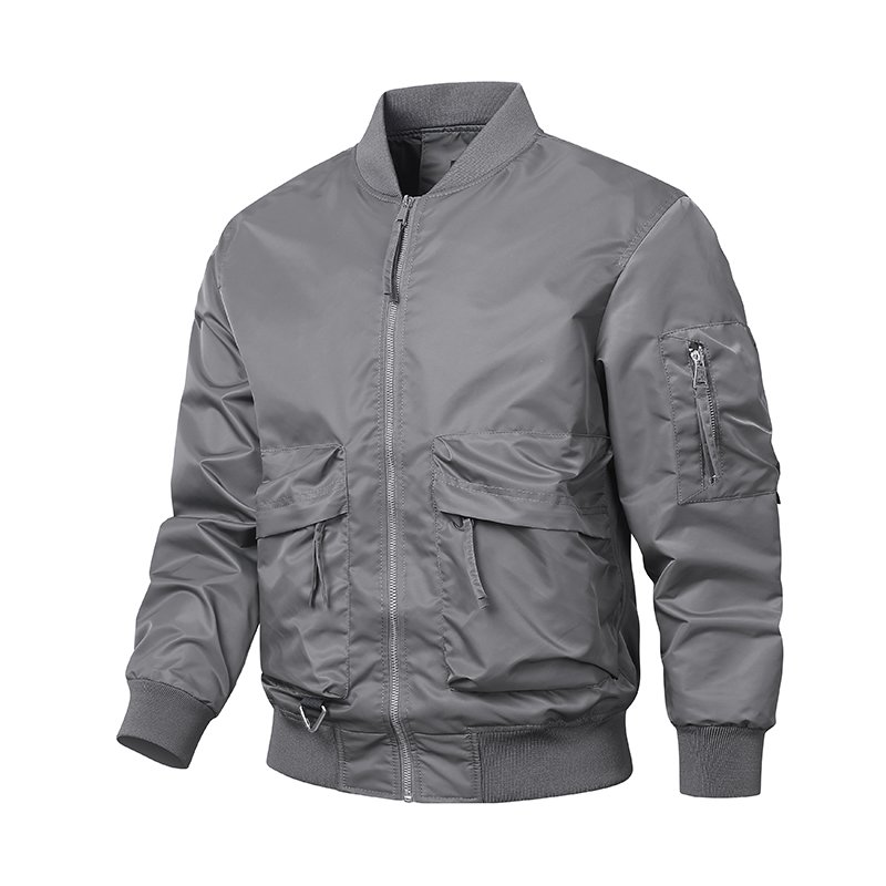 Men's Casual Nylon Bomber Jacket Stand Collar Zipper Closure Men's Spring Autumn Jacket OEM Dyed Service Available Man Jacket