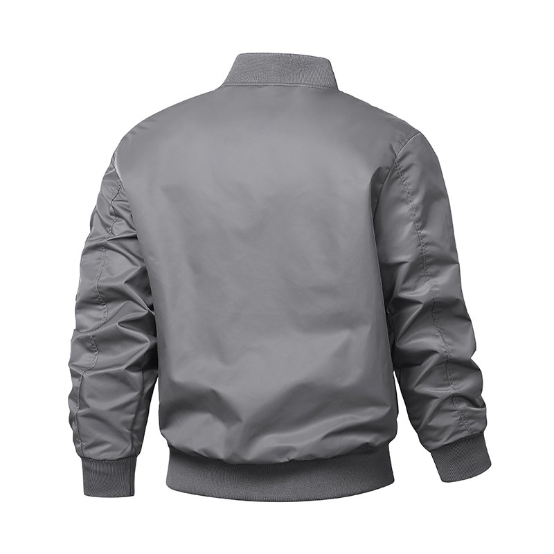 Men's Casual Nylon Bomber Jacket Stand Collar Zipper Closure Men's Spring Autumn Jacket OEM Dyed Service Available Man Jacket