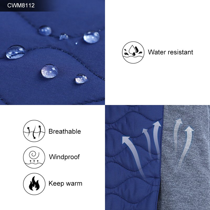 Men's Winter Coat Jacket with Hood Insulated Quilted Outerwear XL Size Zipper Closure Fabric Material Adult Decoration Pocket