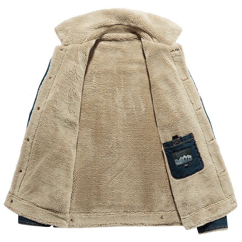 Winter Warm Outdoor Denim Coat Corduroy Plus Size Men's Jacket