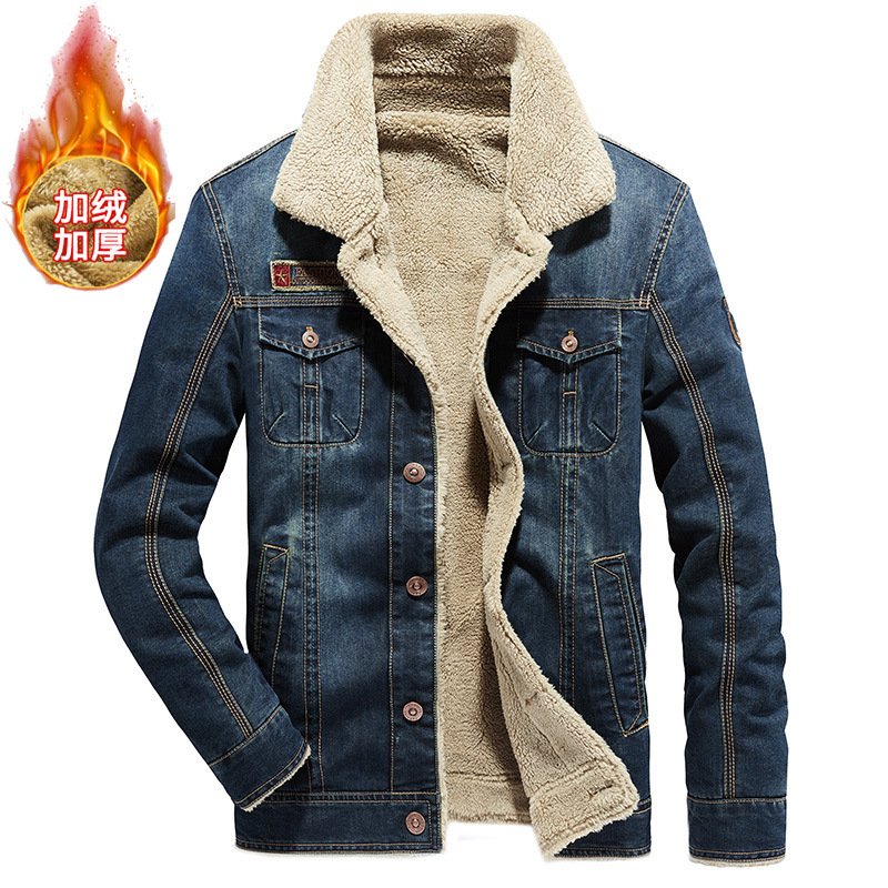 Winter Warm Outdoor Denim Coat Corduroy Plus Size Men's Jacket