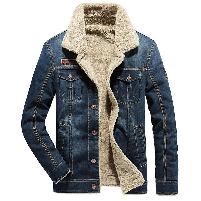 Winter Warm Outdoor Denim Coat Corduroy Plus Size Men's Jacket