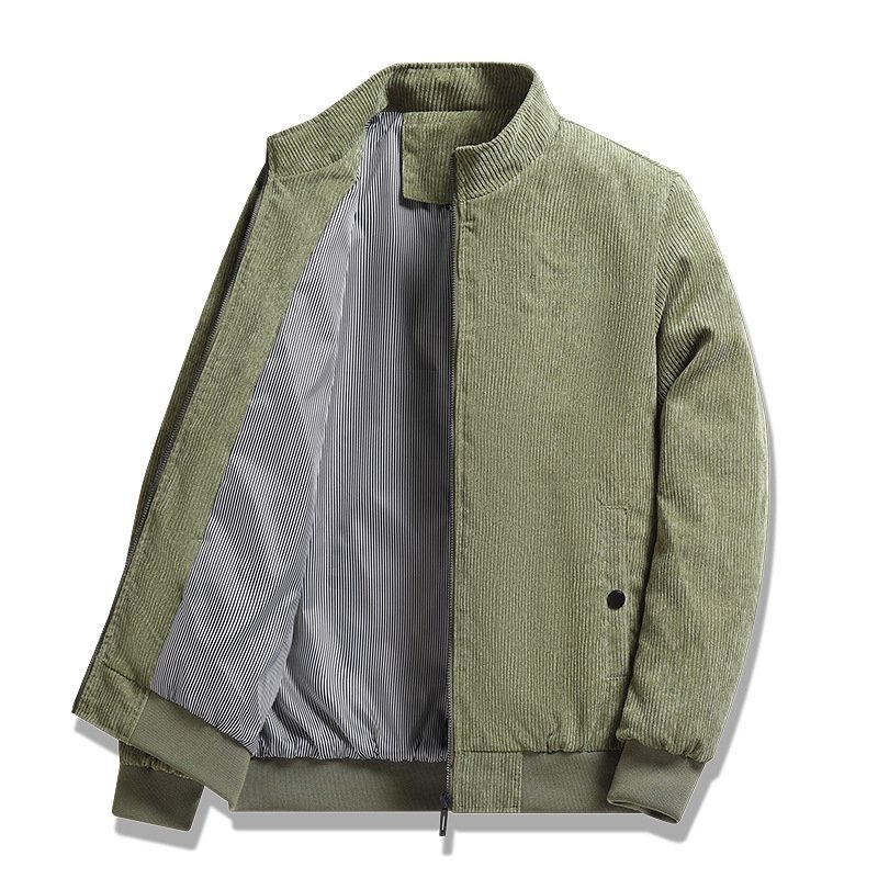 Factory Wholesale High Quality Men's Wear Stand Collar Corduroy Coat Thin Loose Casual Cotton Jacket
