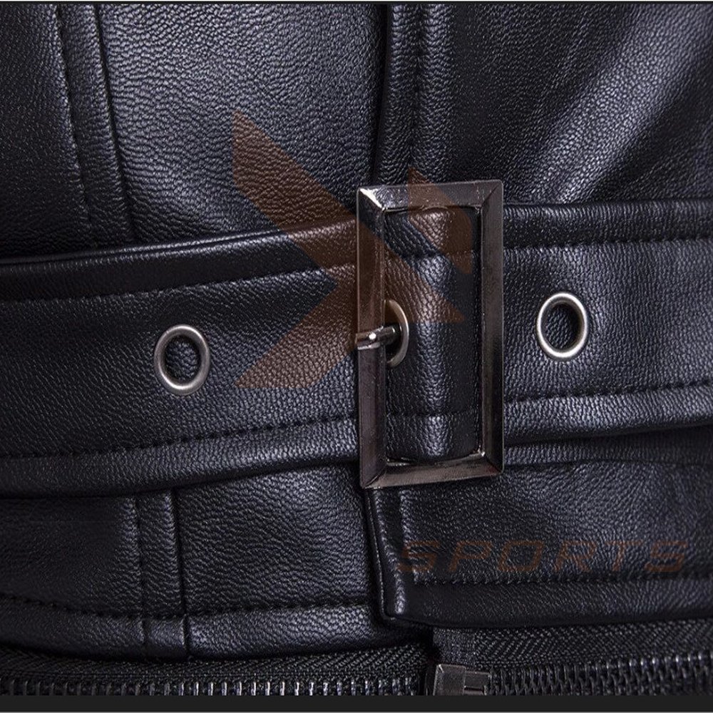 2023 Latest Design Men Casual Black New Style Belted Leather Jacket Arrival Motorcycle Genuine Biker Motorbike Men's Sheepskin