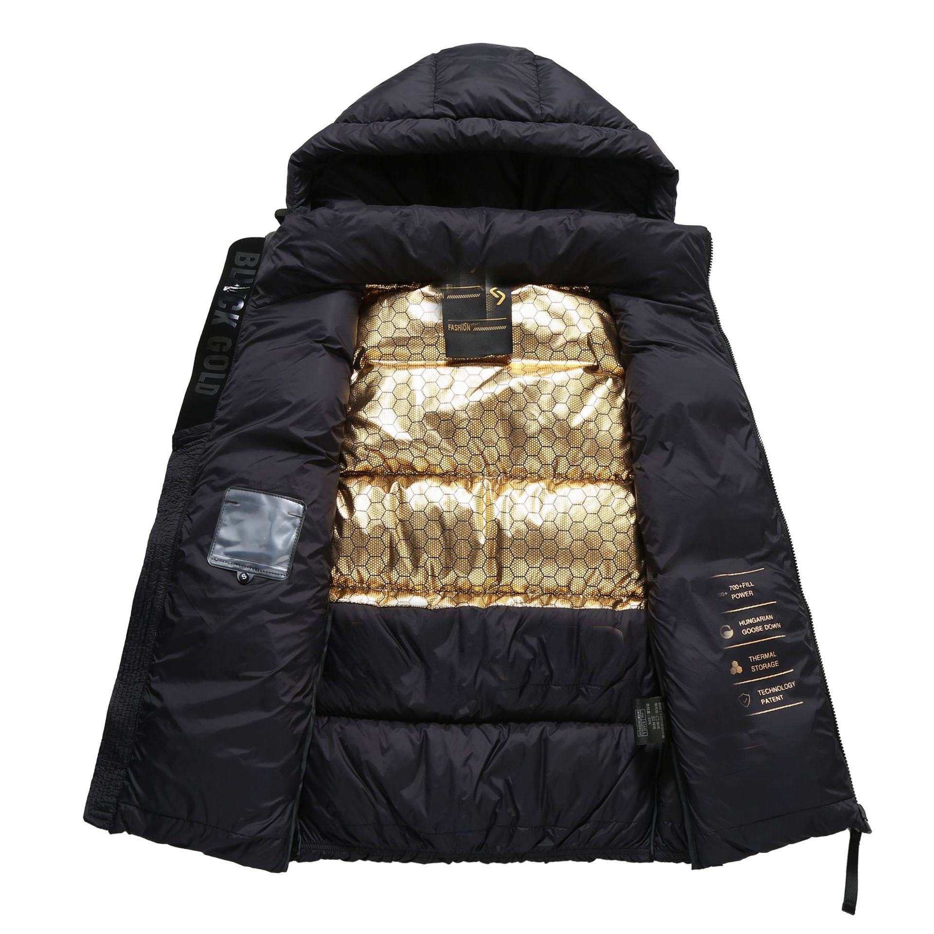 Solid color black down jacket detachable padded hoodie men's puffer vest
