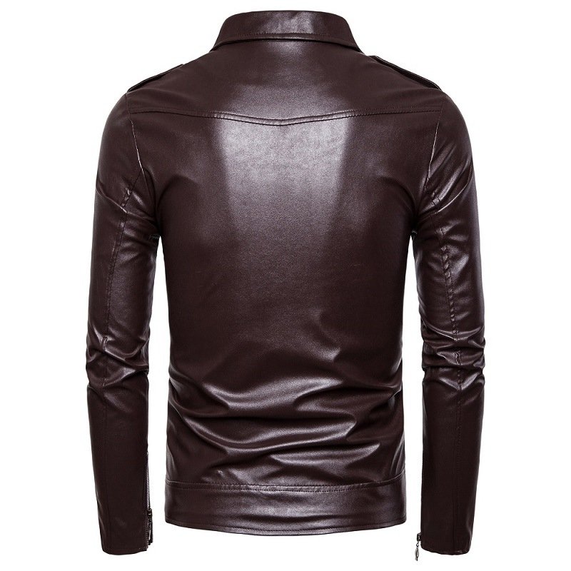 Wholesale Motorcycle Slim Leather Men's Leather Jacket Black Jacket Top Quality British Fashion PU Leather Jacket Men