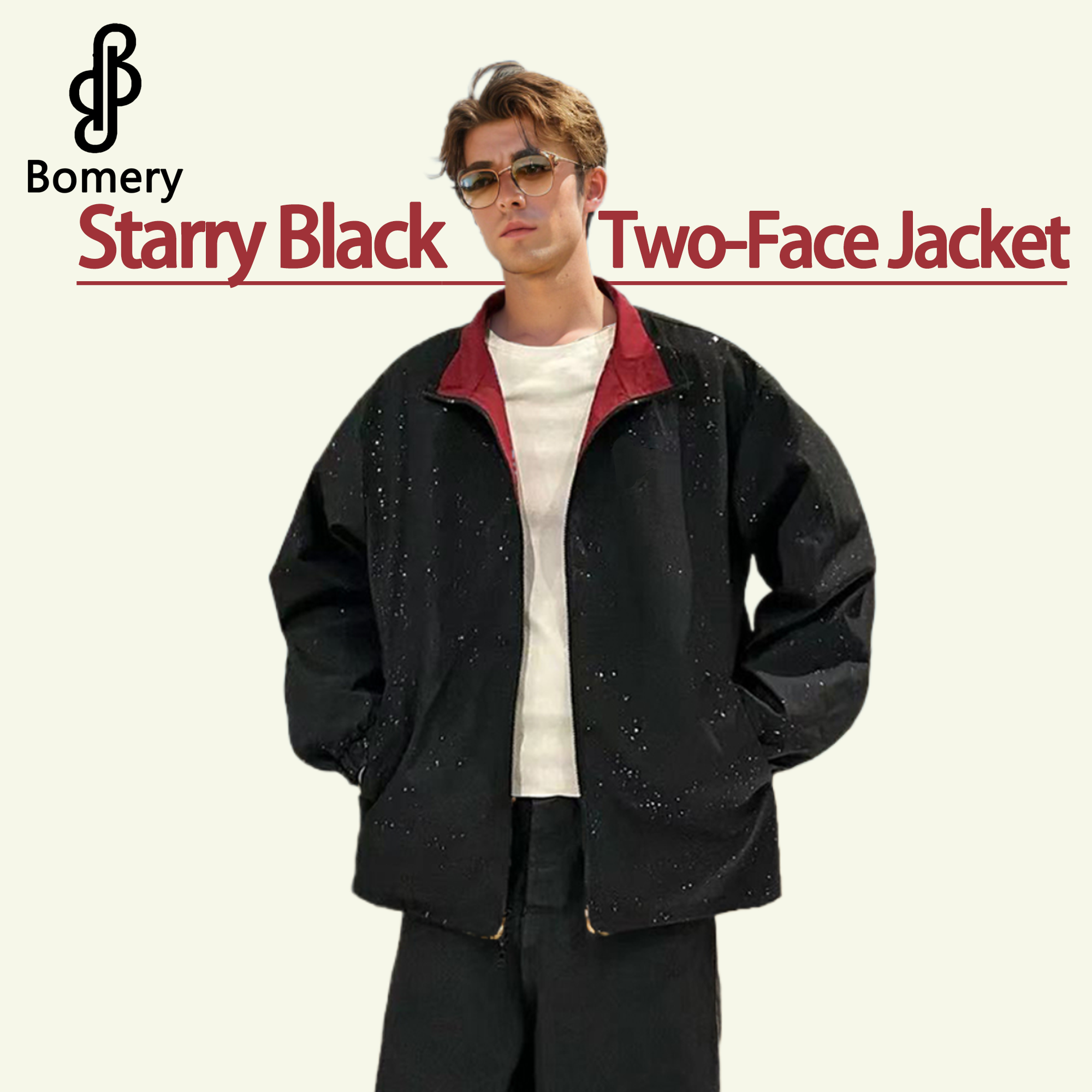 Bomery Custom Men's Zip-Up Jackets with Embroidery Stand Collar Warm Woolen Fleece Sporty Style XL Size jacket for men