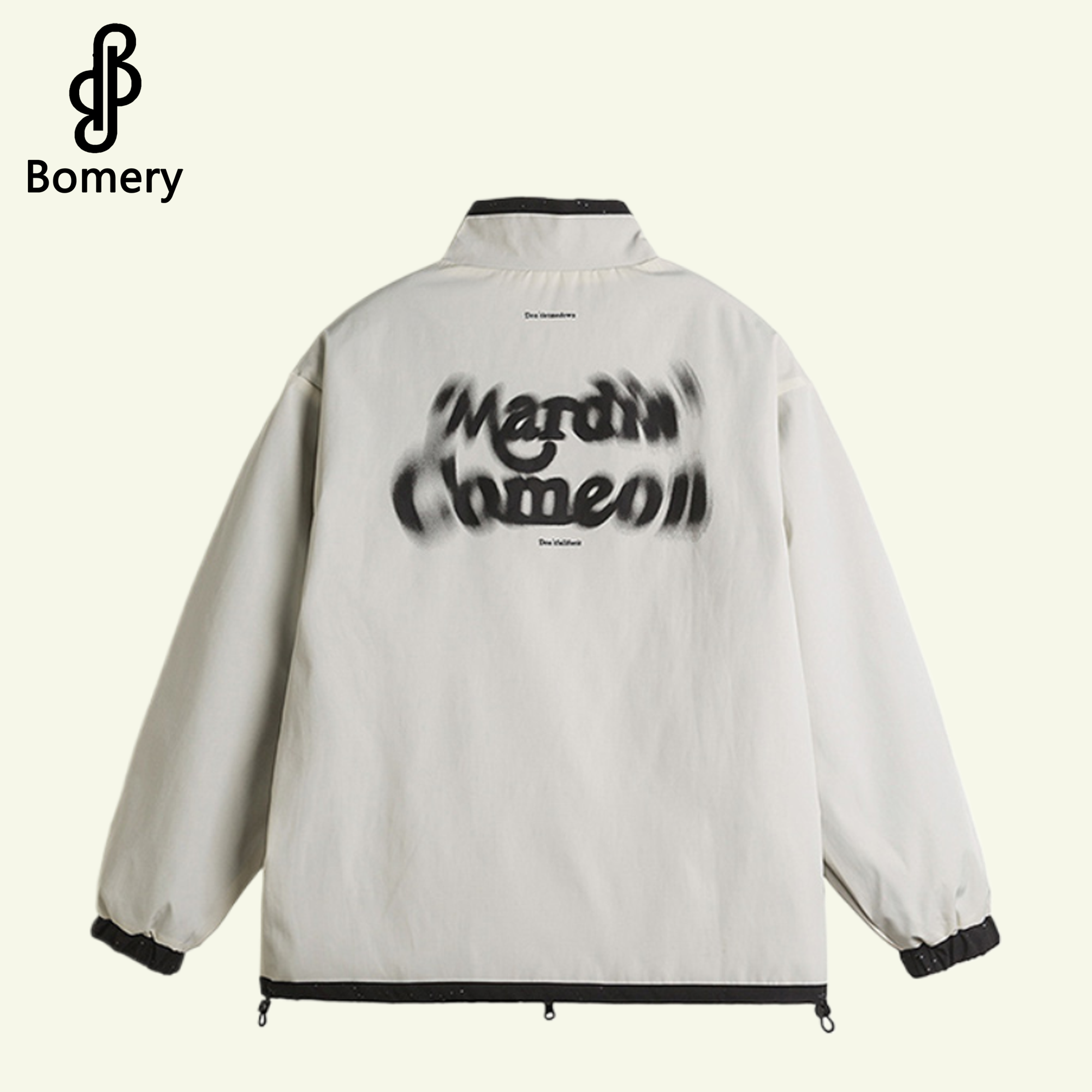 Bomery Custom Men's Zip-Up Jackets with Embroidery Stand Collar Warm Woolen Fleece Sporty Style XL Size jacket for men
