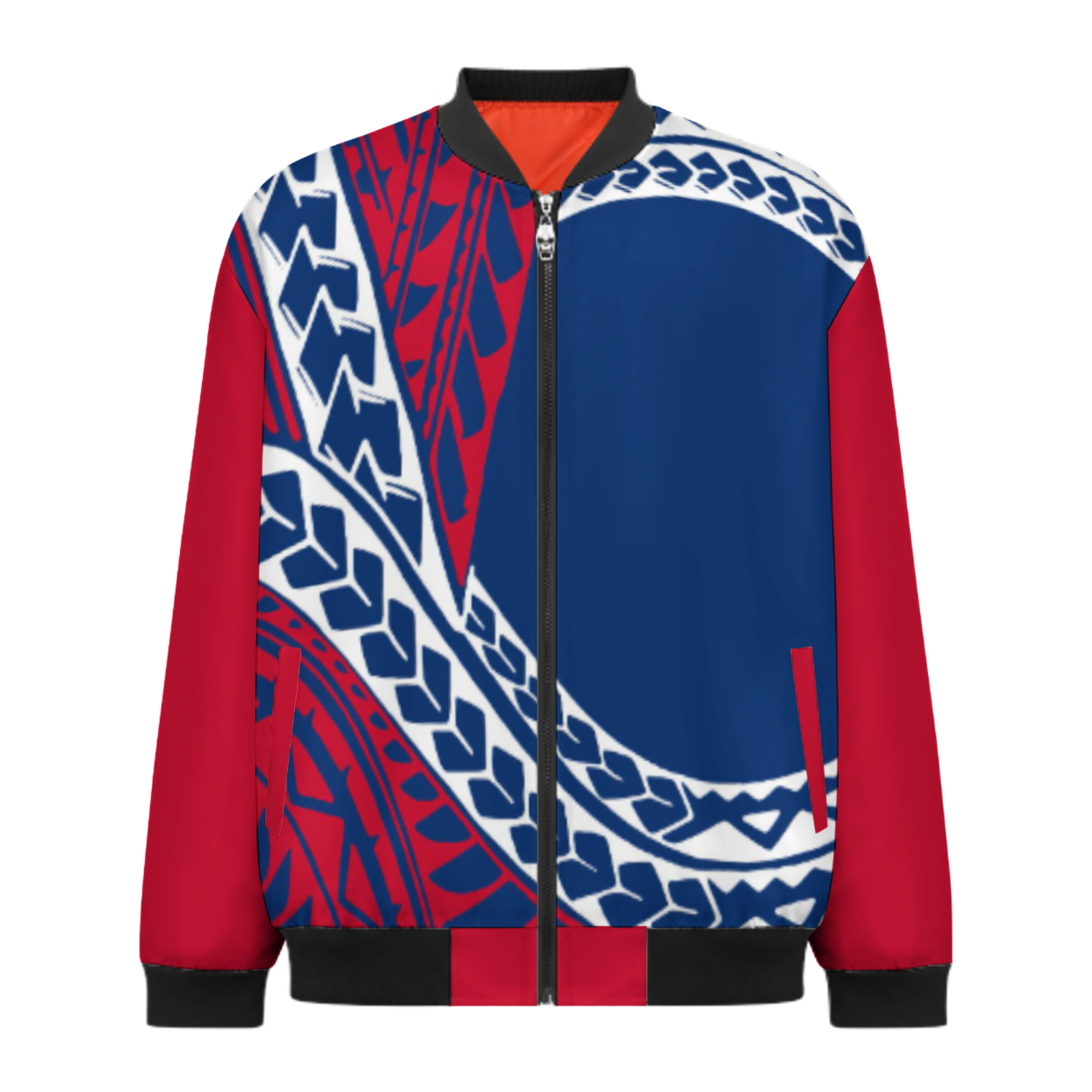 New Wholesale Custom Men Oversize Zipper Bomber Jacket Polynesian Cotton Jacket Windbreaker Plus Size Men's Jackets Winter Coats