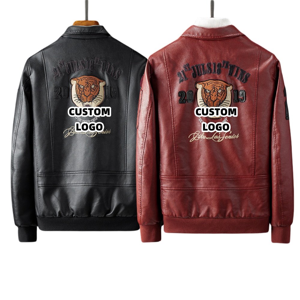 LAYENNE PU OEM Plus Size PU Leather Jacket Male Faux Leather Jacket Men's Jackets