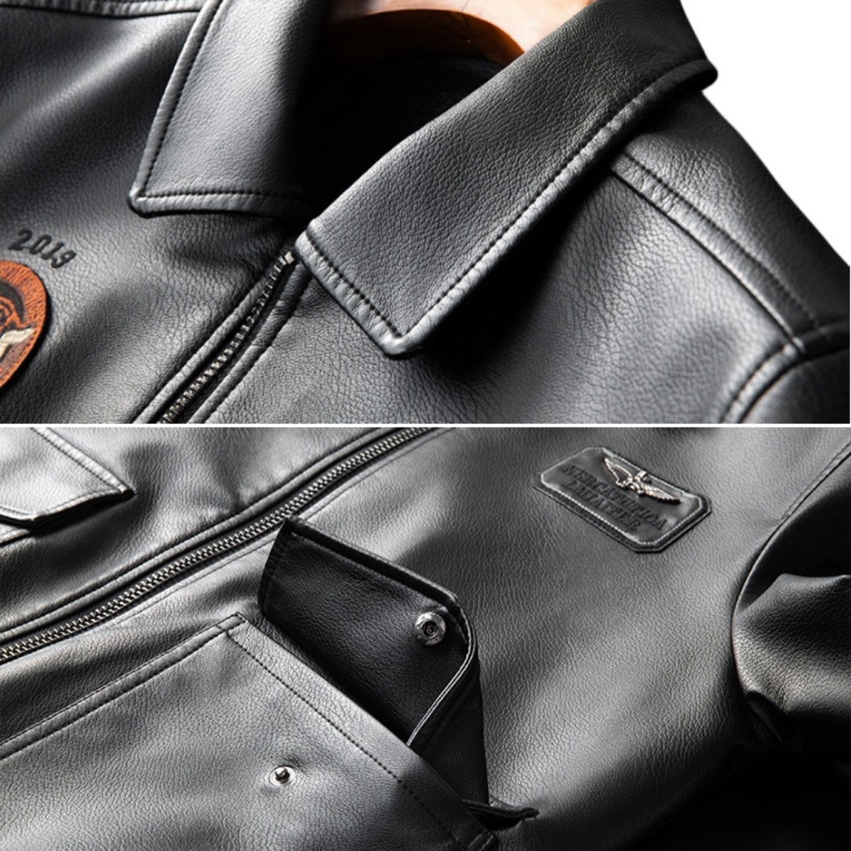 LAYENNE PU OEM Plus Size PU Leather Jacket Male Faux Leather Jacket Men's Jackets