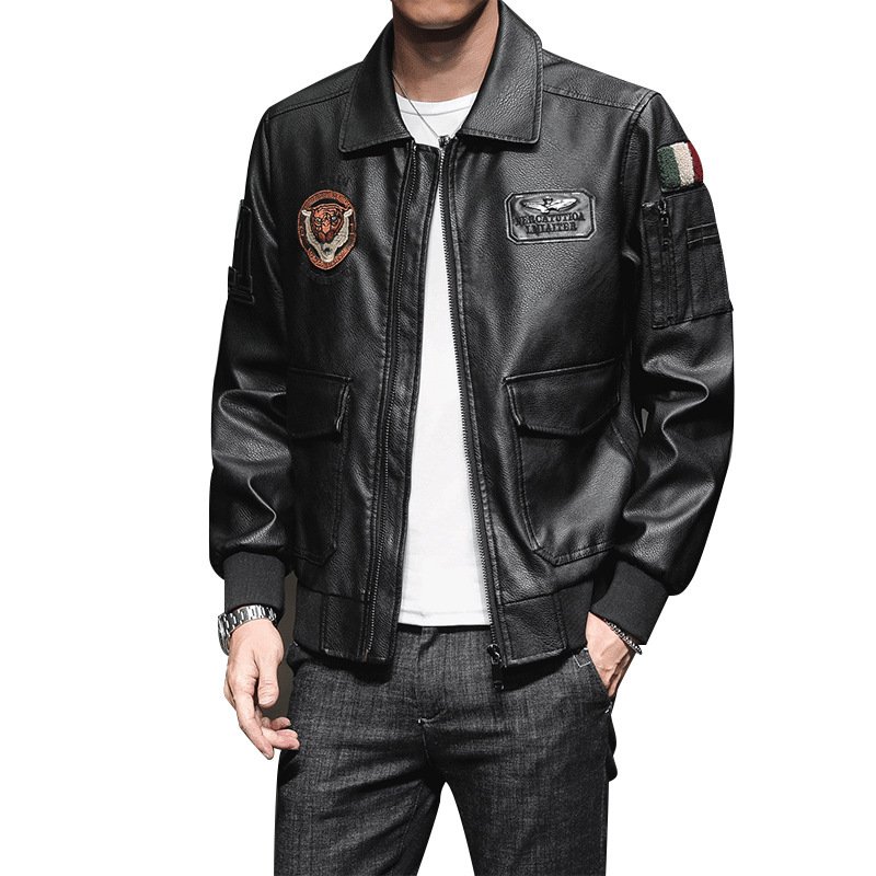 LAYENNE PU OEM Plus Size PU Leather Jacket Male Faux Leather Jacket Men's Jackets