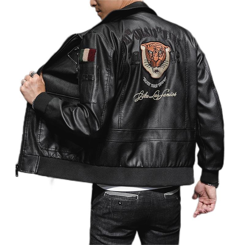 LAYENNE PU OEM Plus Size PU Leather Jacket Male Faux Leather Jacket Men's Jackets
