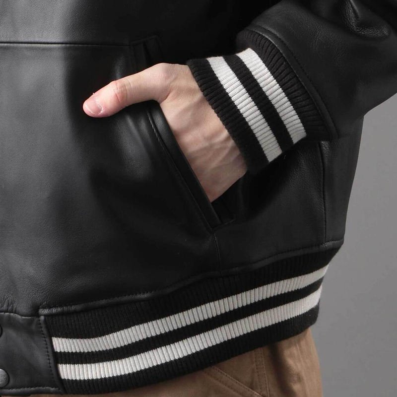 Trendy Custom Winter Black Men's Jackets & Coat Leather Letterman Bomber baseball Varsity Jacket