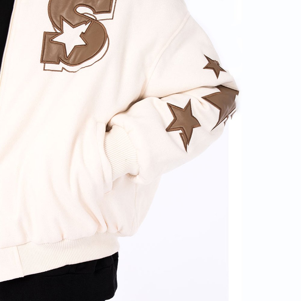Factory wholesale design cotton men's jackets custom applique embroidery patch letterman varsity jackets