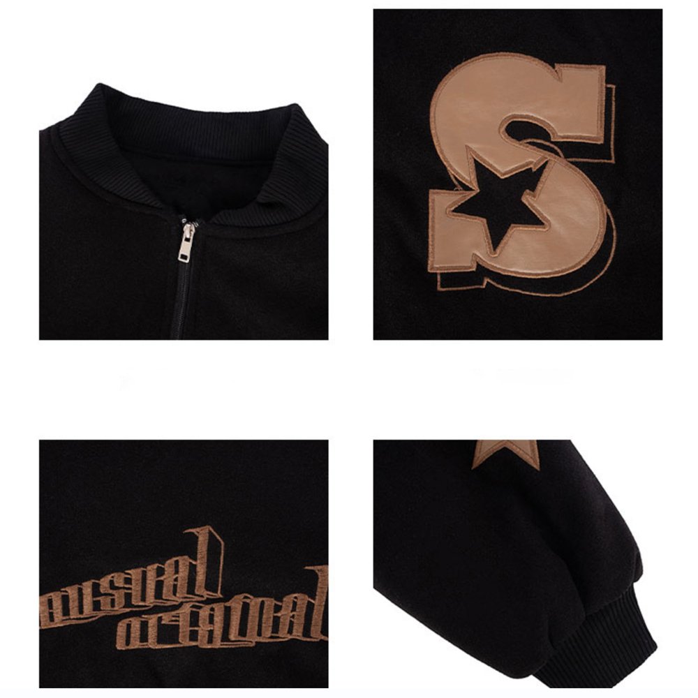 Factory wholesale design cotton men's jackets custom applique embroidery patch letterman varsity jackets