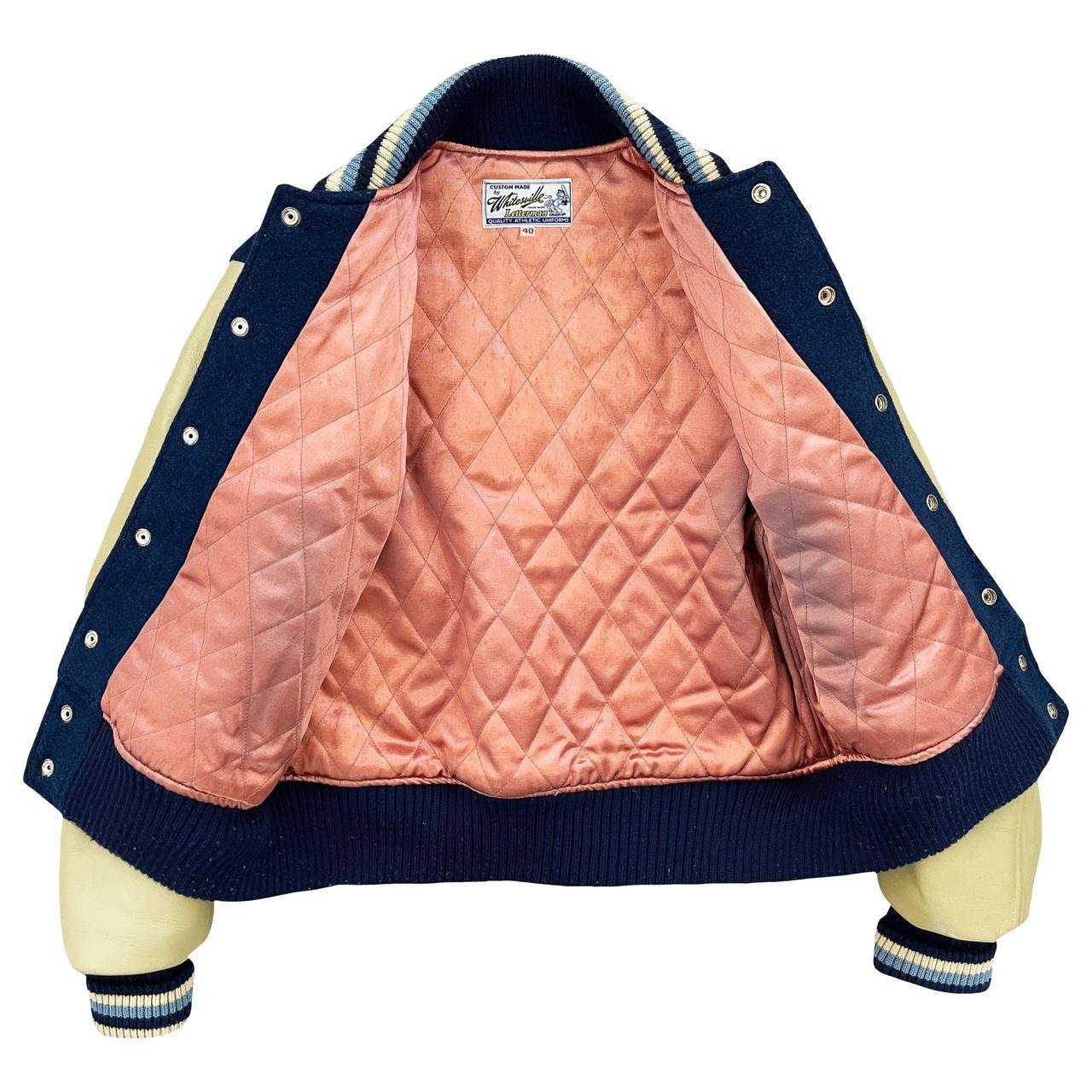 Custom Lettering Printed Wool Leather Jacket for Men's Plus Size Winter Varsity Style with Long Length