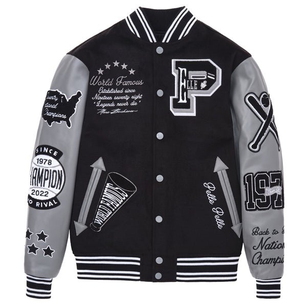 Custom Lettering Printed Wool Leather Jacket for Men's Plus Size Winter Varsity Style with Long Length