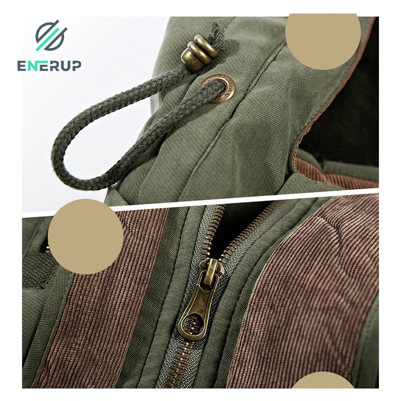 Enerup ready to ship hot sale mid length thick casual washed cotton hooded jacket fleece lined with hood
