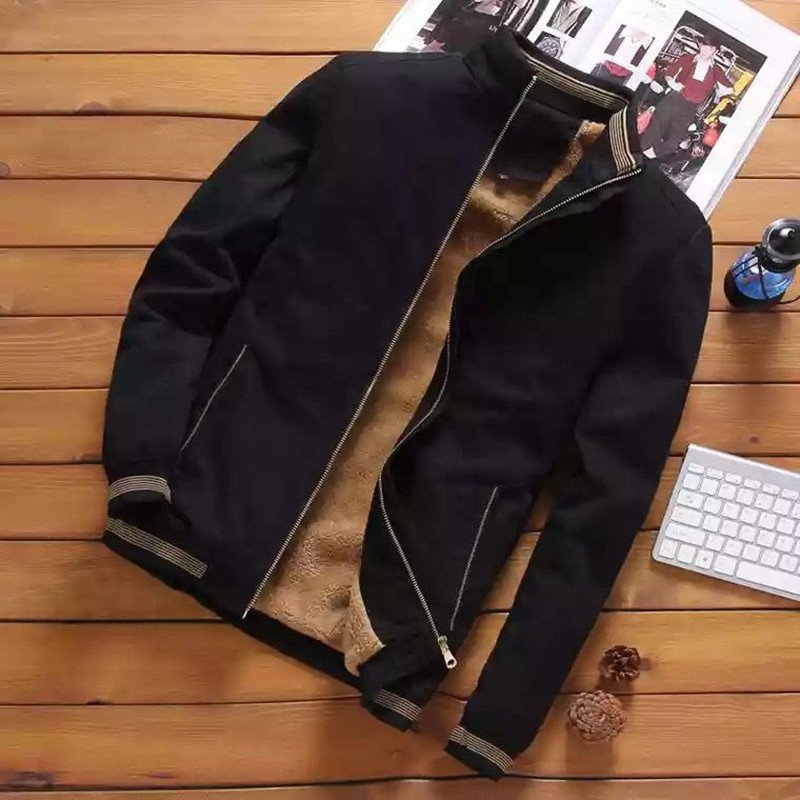 New Men's Casual Fleece Jackets Men's Custom Stand Collar Long Sleeves Zipper Pockets Jackets